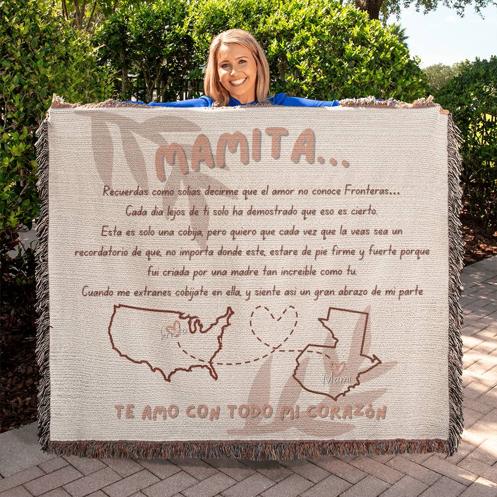 "Mamita" El Amor No Conoce Fronteras Manta Tejida Personalizada