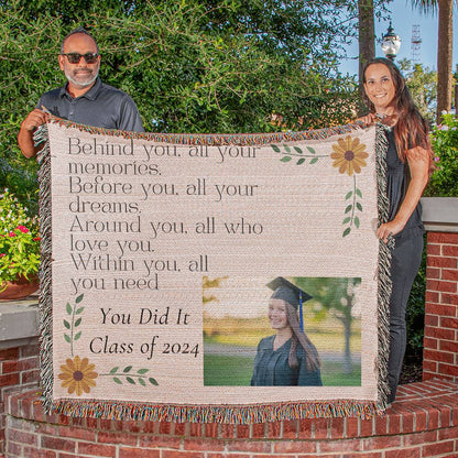 Behind you, all your memories, Graduation gift Woven Blanket