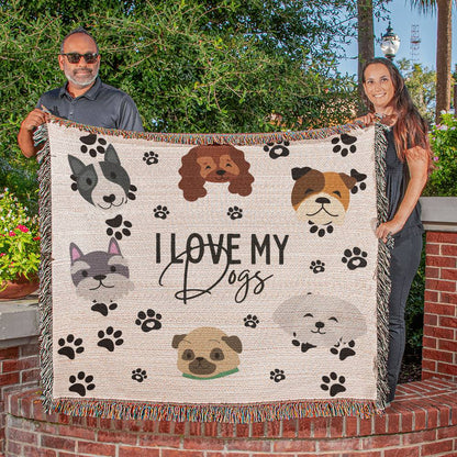 Personalized Dog Heirloom Woven Blanket