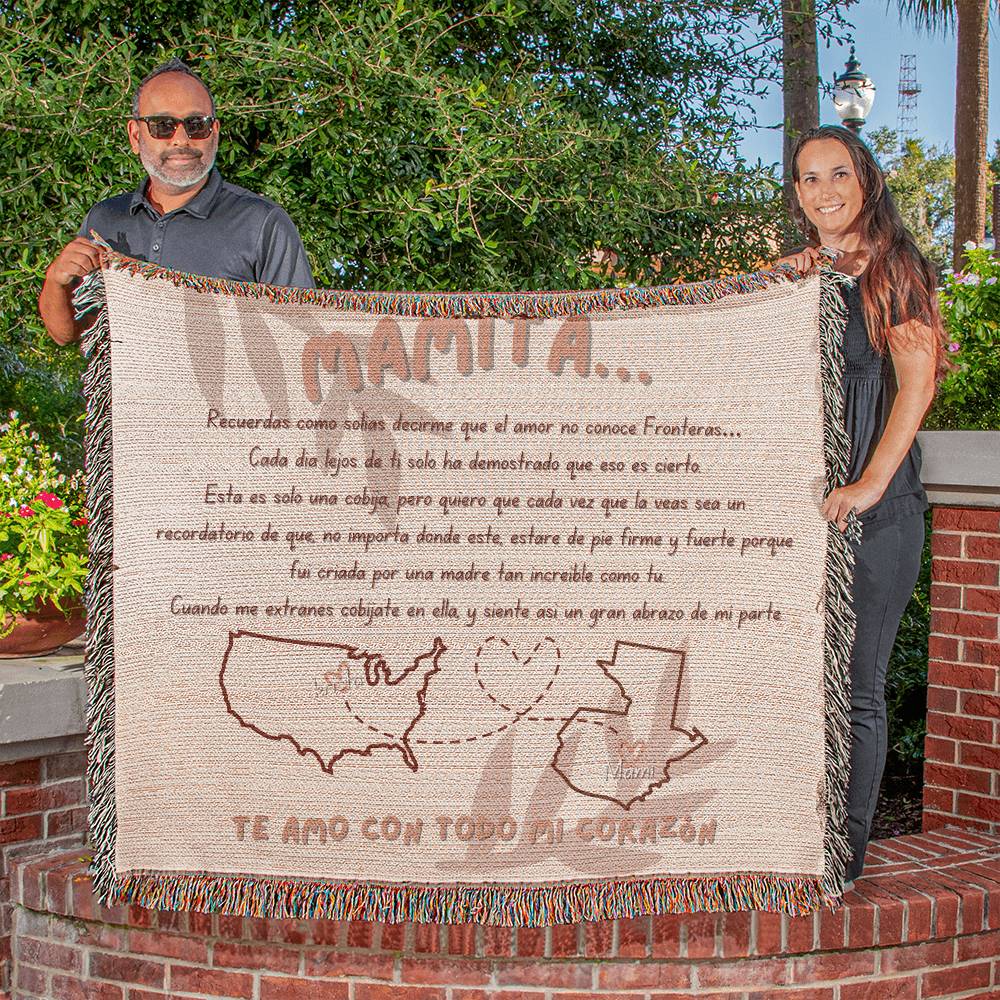 "Mamita" El Amor No Conoce Fronteras Manta Tejida Personalizada