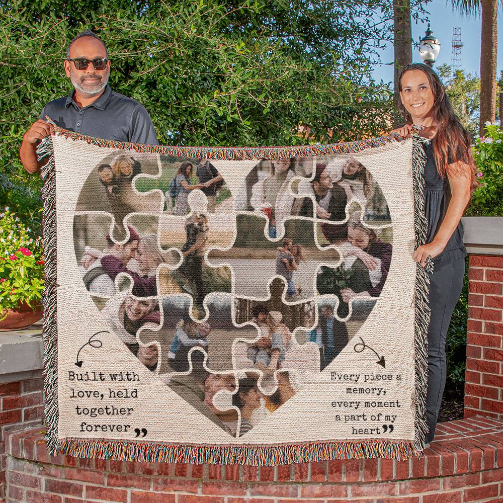 Every Piece a Memory, Personalized Heart Picture Woven Blanket