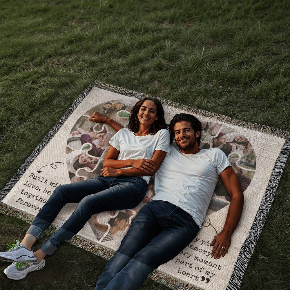 Every Piece a Memory, Personalized Heart Picture Woven Blanket