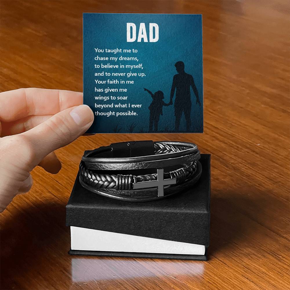 Dad your Faith in Me Leather Bracelet