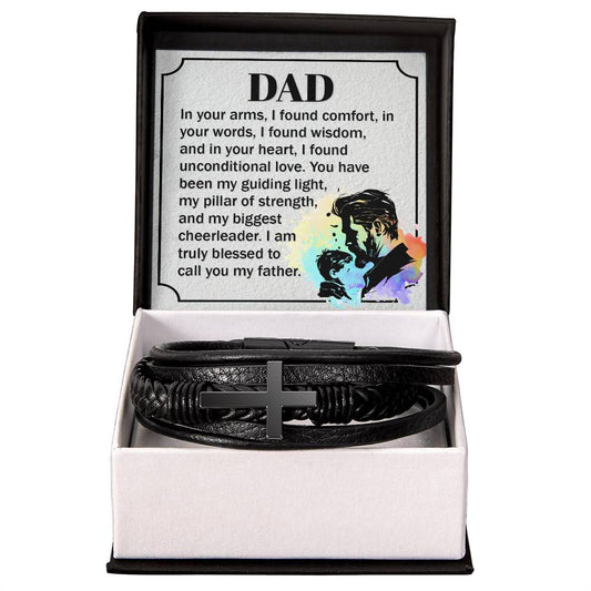 DAD My Guiding Light Cross Leather Bracelet