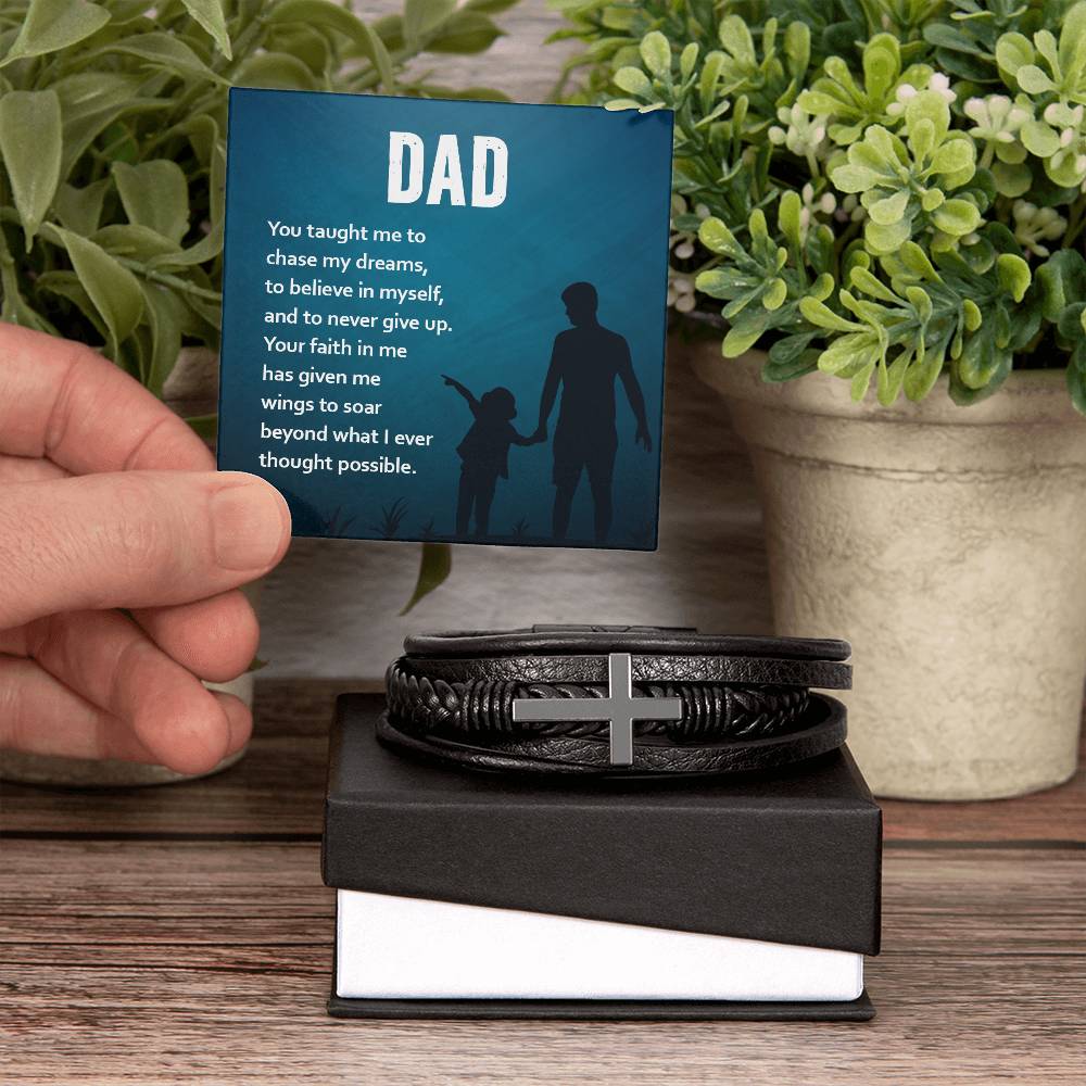 Dad your Faith in Me Leather Bracelet