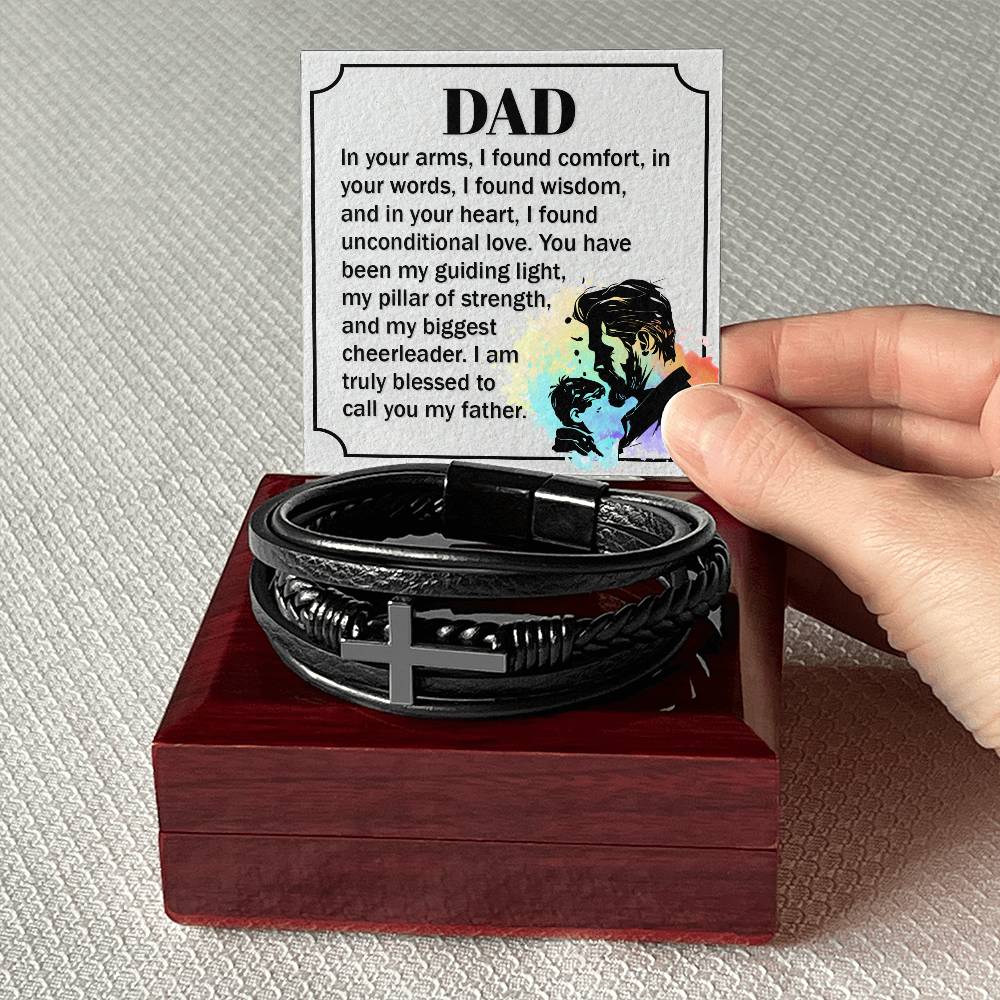 DAD My Guiding Light Cross Leather Bracelet