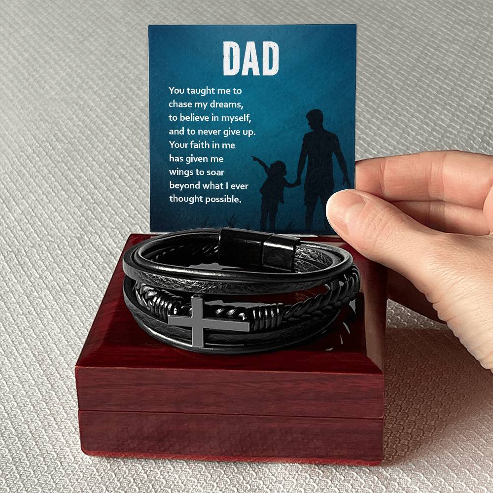 Dad your Faith in Me Leather Bracelet