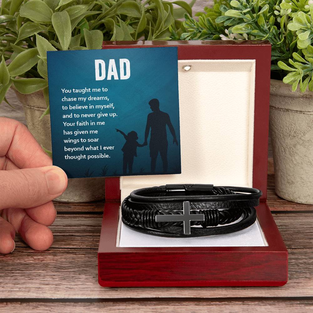 Dad your Faith in Me Leather Bracelet