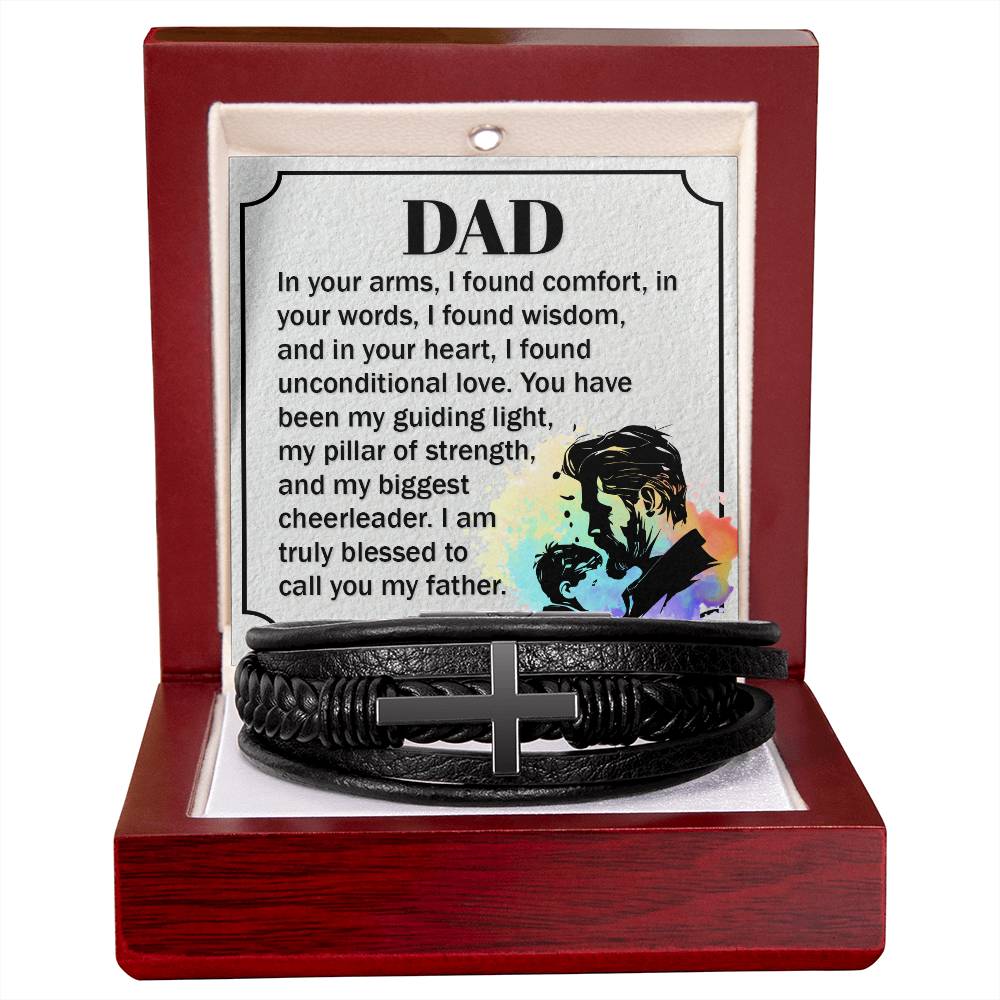 DAD My Guiding Light Cross Leather Bracelet