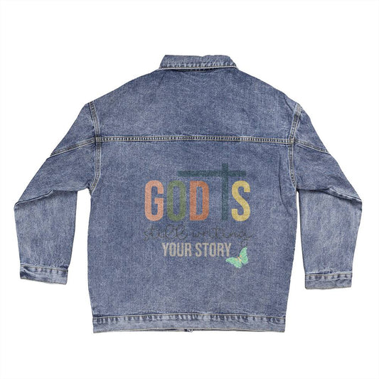 Oversized Women's blissful Denim Jacket God's story