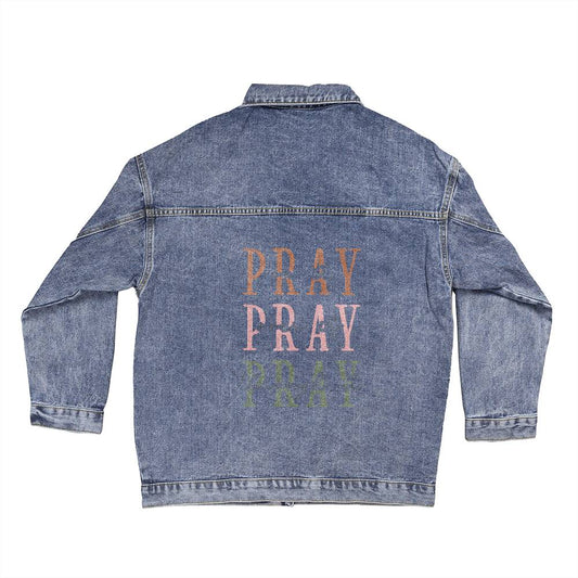 Oversized Women's blissful Denim Jacket Pray
