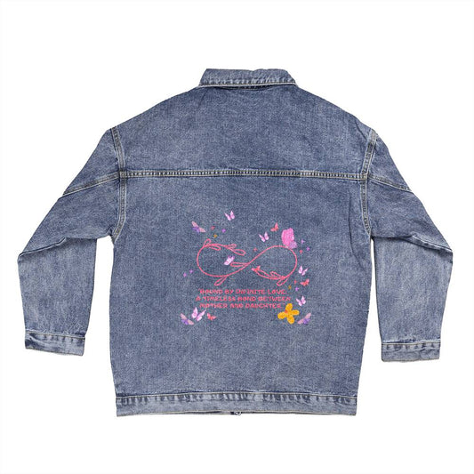 Oversized Women's blissful Denim Jacket Mother and Daugher's love