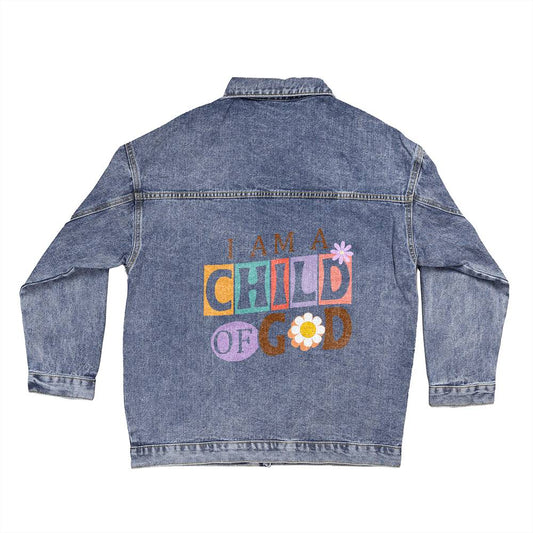 Oversized Women's blissful Denim Jacket Child of God