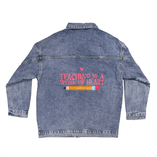 Oversized Women's Blissful  Denim Jacket teacher's work of heart