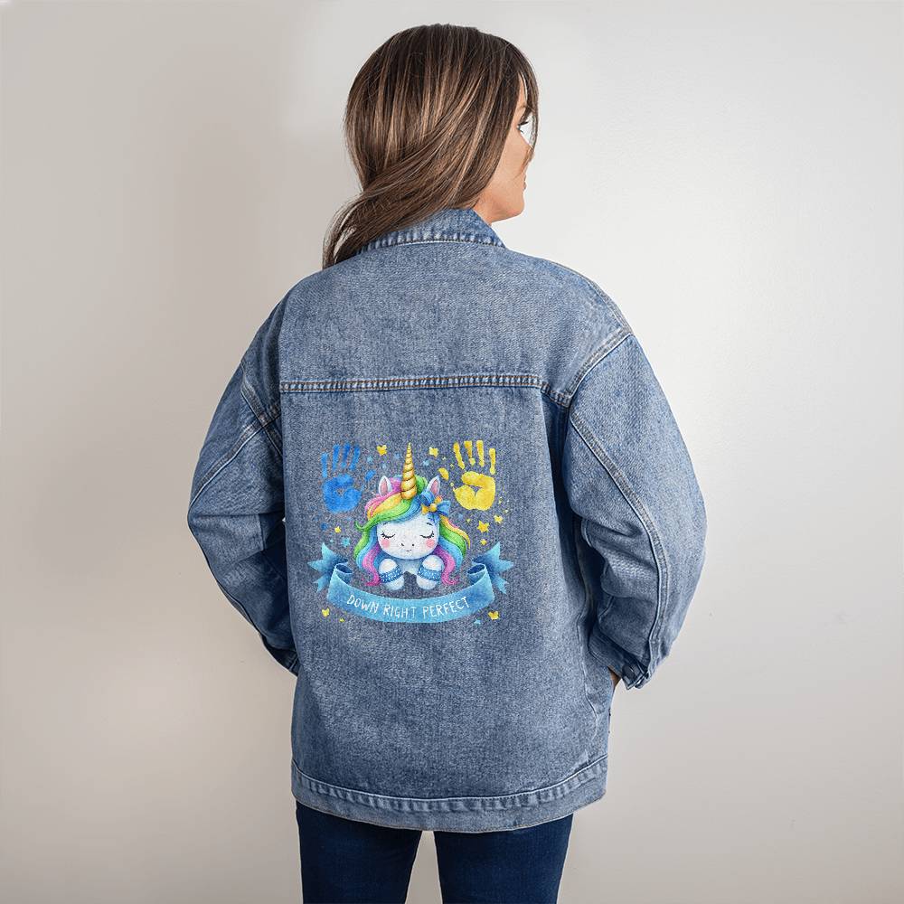 Down Syndrome Oversized Women's DTG Denim Jacket