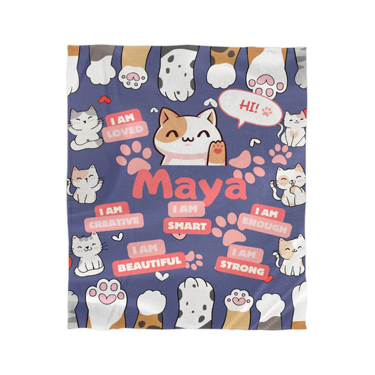 Personalized (Maya) positive affirmations kitten blanket