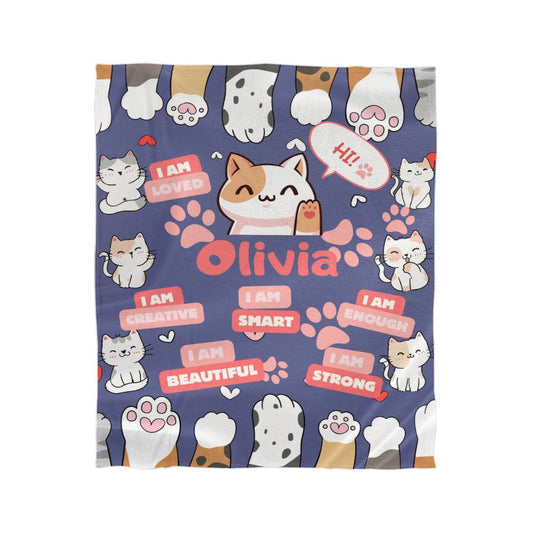 Personalized Kitty Blanket for kids ( Olivia )