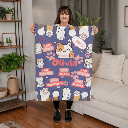 Personalized Kitty Blanket for kids ( Olivia )