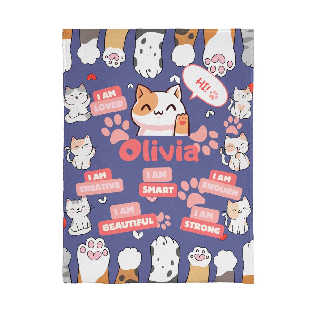 Personalized Kitty Blanket for kids ( Olivia )